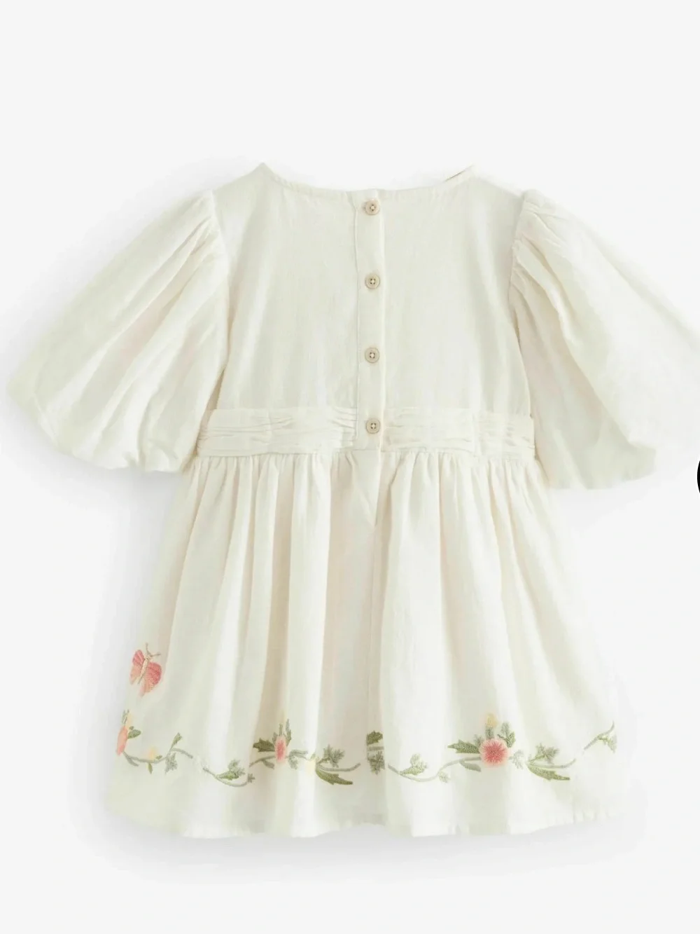 Little Girls Toddler Baby NEXT Day Dress Linen Cotton Flower NWT 3T/4T NWT White
